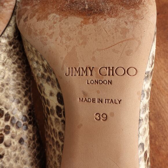 Jimmy Choo Heels WMS SZ EU 39 US 9 Snake Print Leather Slip On Italy Career Shoe - Picture 12 of 13